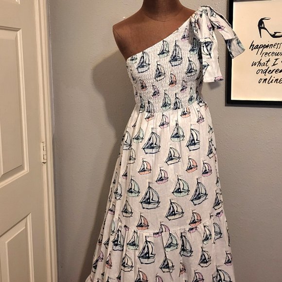 Kathleen Maeve Lauren Maxi Dress | Blue Sailboats NWOT - Picture 10 of 12